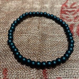 4MM Matte Black Onyx Bead Stretchy Cord Bracelet